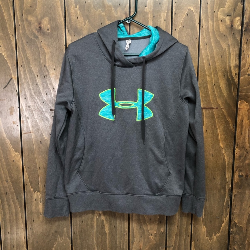 Under Armour grey sweatshirt with teal & navy